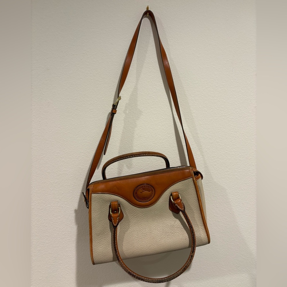 Vintage Dooney & Bourke Tan and Cream Women's Purse Bag Satchel